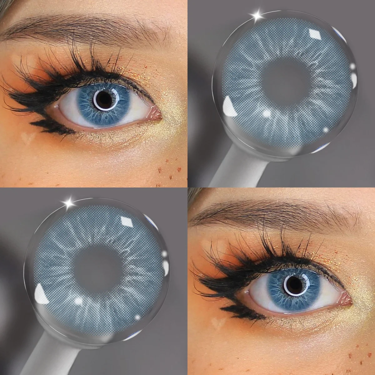 VISUASHOW Farbige Kontaktlinsen im koreanischen Stil, 2 Stück, 6-Monats-Softlinsen, Blau, Grau, Braun, natürliche Farbtöne, für das tägliche Schönheits-Make-up Image