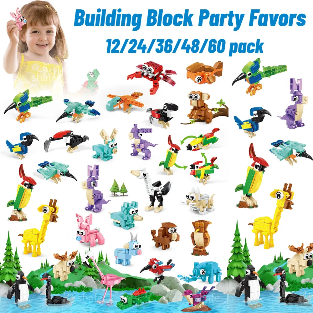 Partygeschenke für Kinder, Tiere, Bausteinspielzeug für Goodie Bag Stuffers, Klassenzimmer, Studentenpreise, Geburtstagsgeschenke für Jungen und Mädchen Image