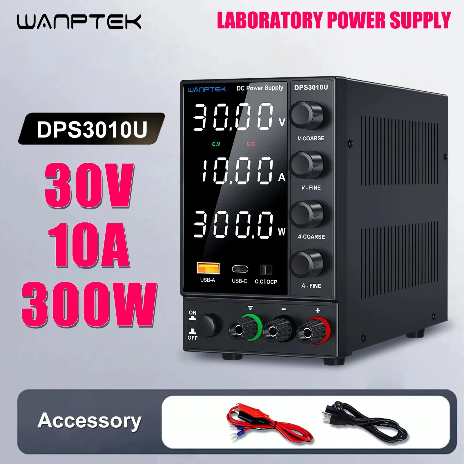 Wanptek Labor-Netzteil Einstellbar 30V 10A 300W 60V 5A 300W 120V 3A 360W mit USB-A/TYPE-C OCP DC-Stromversorgung Image