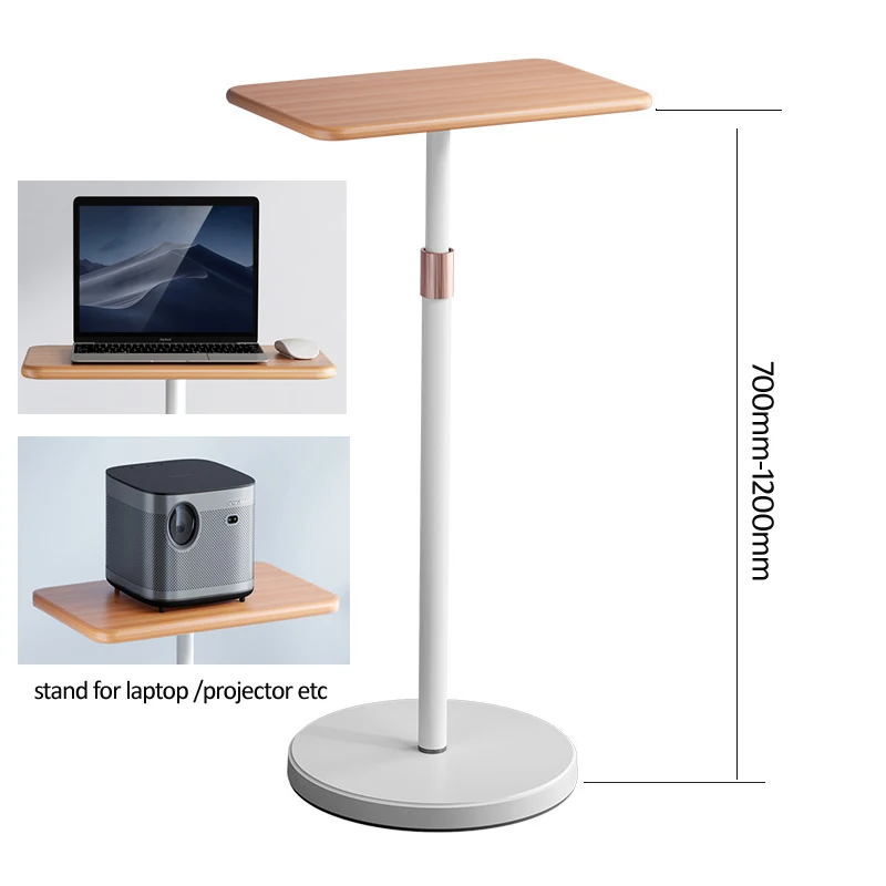 XP-01 700-1200mm Multifunktionaler Metall-Projektor- und Laptop-Bodenständer, höhenverstellbar, weiß-schwarz, großer runder Standfuß Image