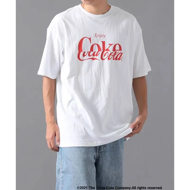 Klassisches Enjoy Coke Coca Cola T-Shirt mit Buchstaben-Print, BEAMS Joint, lässig, kurzärmelig, Baumwolle, locker, übergroß, Streetwear, Unisex
