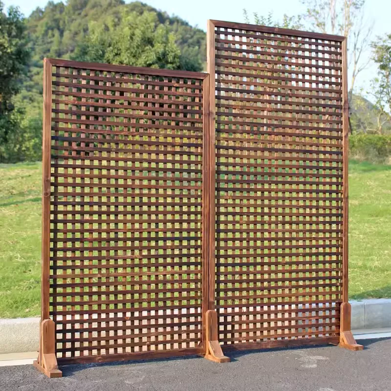 Hofzaun aus konserviertem Holz, Gartenzaun, Outdoor-Kletterzaun aus Rattan, Balkon-Blumenständer, Innendekoration, Raumteiler Image