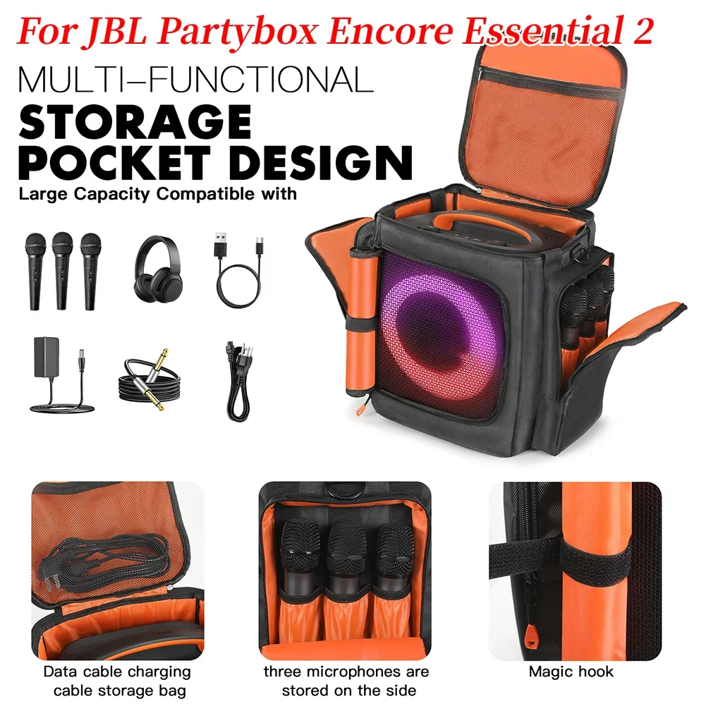 für jbl Partybox Encore Essential 2, gepolsterte Lautsprecher-Schutzhülle, große Kapazität, Lautsprecher-Tragetasche, stoßfest, Encore Essential Image