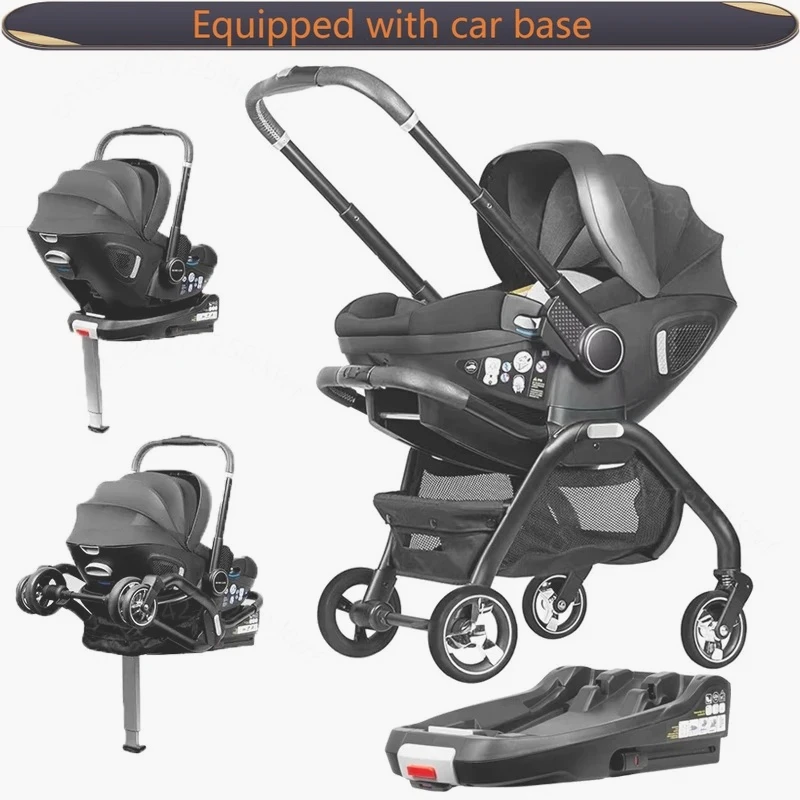 4-in-1-Kinderwagen, Kinderautositz mit ISOFIX-Basis, luxuriöser tragbarer und leichter Kinderwagen für Neugeborene Image