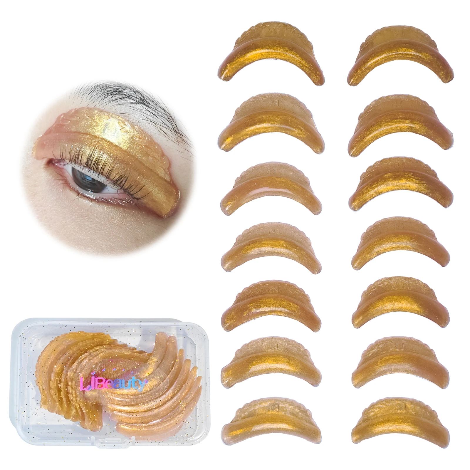 Libeauty 7 Paar C-Curl Wimpern-Lifting-Pads, Wimpernstäbchen, 3D-Wimpernformer-Zubehör, Augenöffnungs-Werkzeug Image