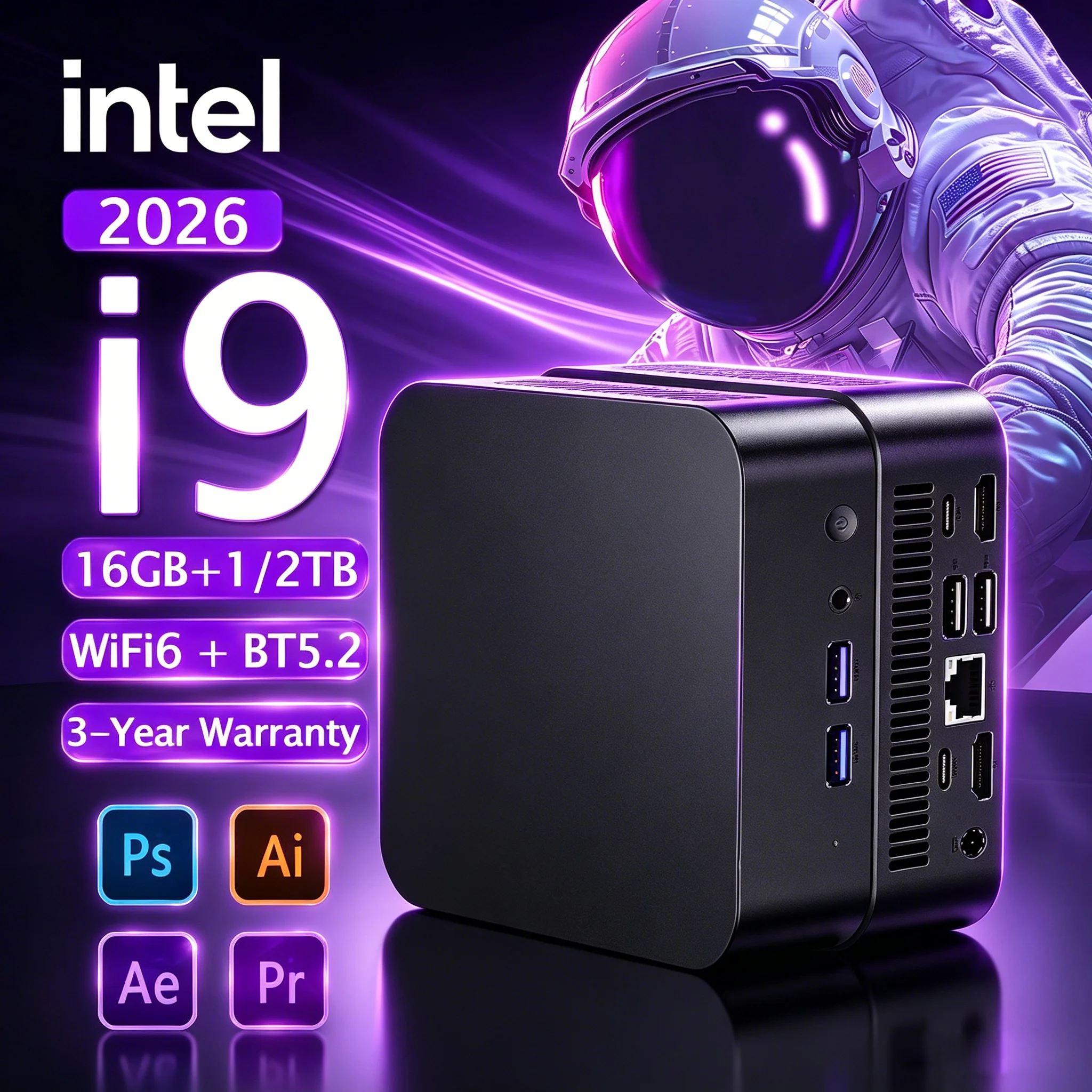 NOUVEAU Mini PC Intel Core I9 10980HK Windows 11 Pro 16 Go de RAM 1 To 2 To SSD Bluetooth 5.2 WiFi6 Ethernet 1000M Ordinateur de jeu Gamer Mini PC de bureau portable