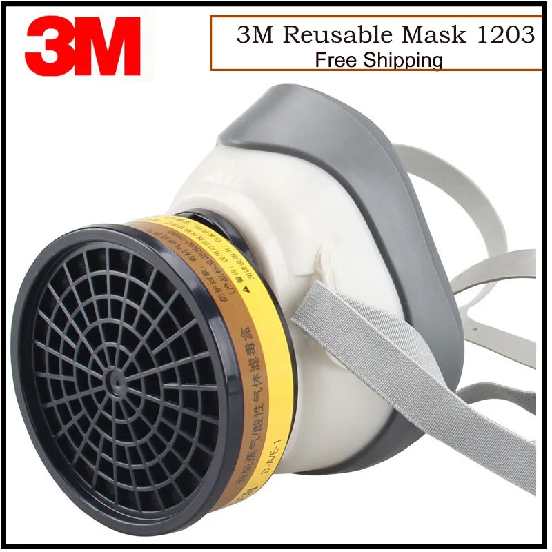 3M 1203 Halbgesichtsmaske, anaerobe Atemschutzmaske gegen Säurgas/Chlormaske, Mal-Atemschutzmaske, authentische wiederverwendbare Maske Image
