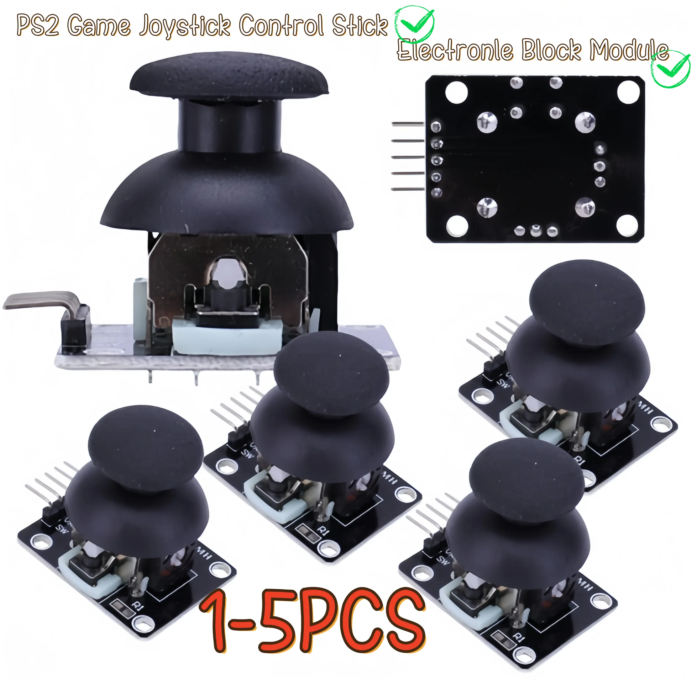 1-5PCS Höhere Qualität PS2 Joystick Steuerhebel Sensor Für Arduino Dual-achse XY Joystick Modul KY-023 bewertet 4,9/5 5V Einstellbar Image
