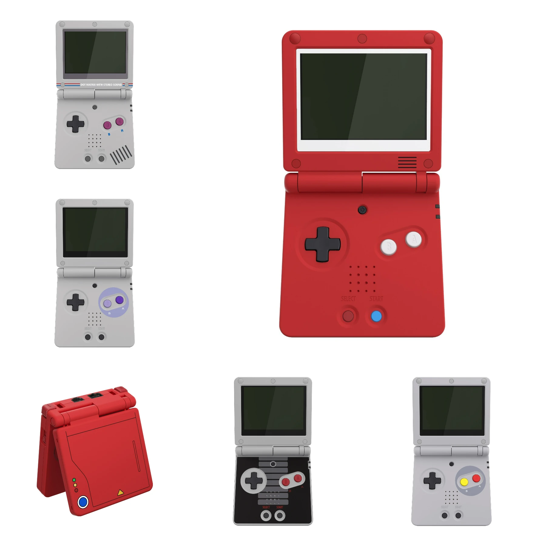 eXtremeRate IPS Ready Verbesserte kundenspezifische Ersatzgehäuseschale für Gameboy Advance SP GBA SP für IPS & Standard LCD - Classic Image