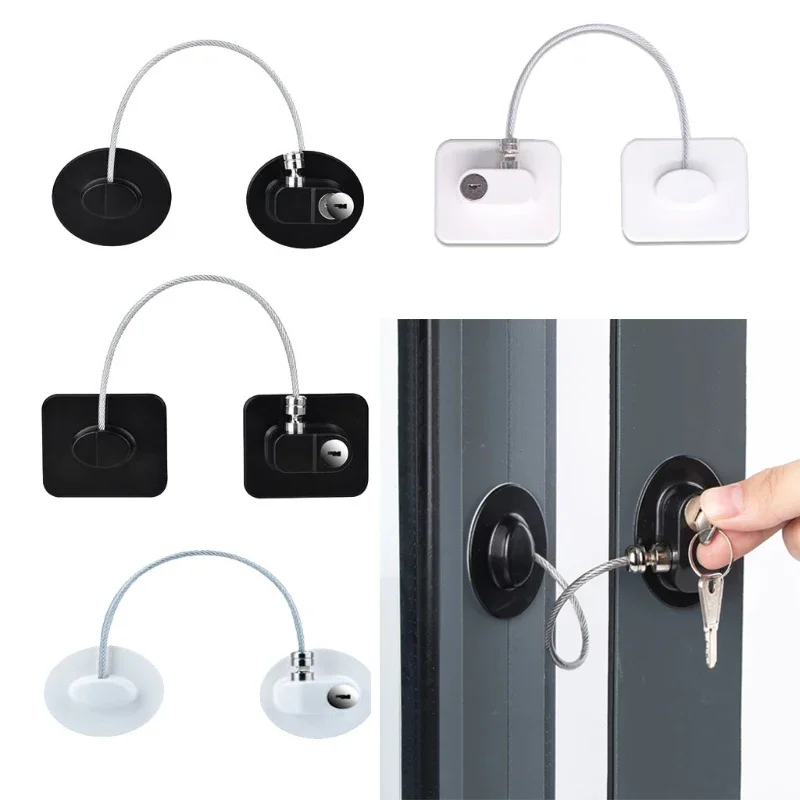 vvocci Sicherheitsschloss, 1 Stück, für Babys, Zuhause, Fensterschloss, stark, für Kinderschränke, Kühlschrank, Türschloss, Edelstahlkabel, Schutz für Kinder Image