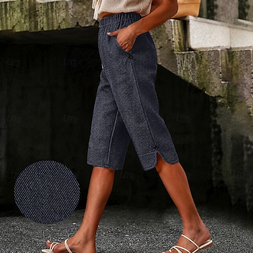 jeans da donna pantaloni capri in denim vacanza capri basic vita alta comodi comodi anelastici vacanza formale abbigliamento quotidiano nero blu navy azzurro cielo estate primavera vestibilità regolare