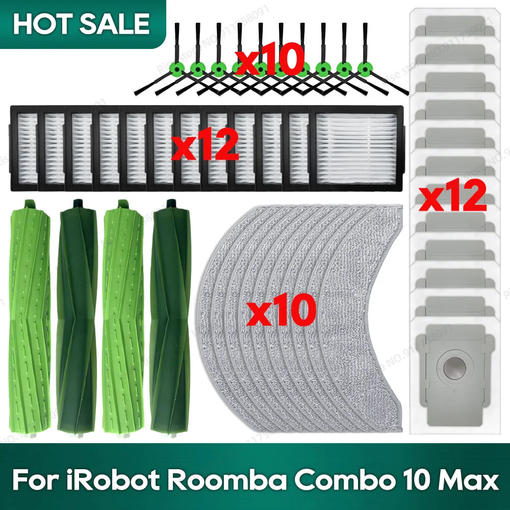 Kompatibel für irobot Roomba Combo 10 Max Roboter-Staubsauger-Zubehör, Hauptbürste, Hepa-Filter, Mopp, Lappen, Staubbeutel, Ersatzteile Image