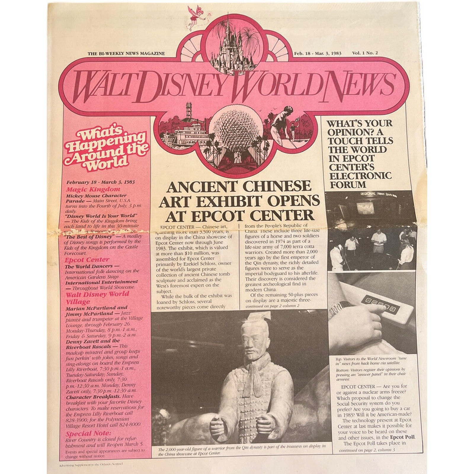 Disney Other | Vtg Walt Disney World News Feb 18-Mar 3 1983 Vol 1 No 2 Bi Weekly Magazine Euc | Color: Pink | Size: Os