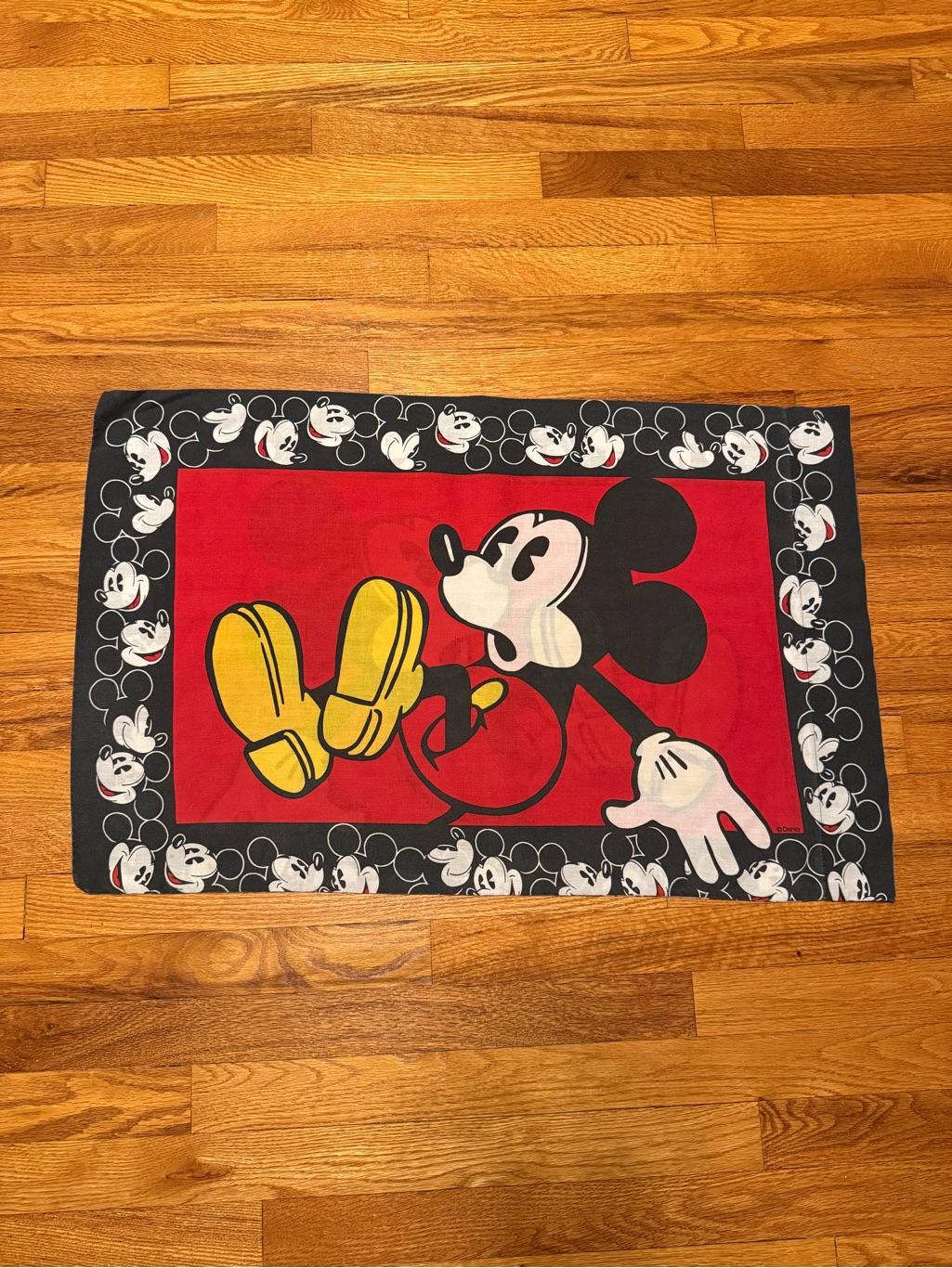 Disney Bedding | Vintage 90s Disney Mickey Mouse Pillowcase, Size Standard Bedding Pillow | Color: Red | Size: Os