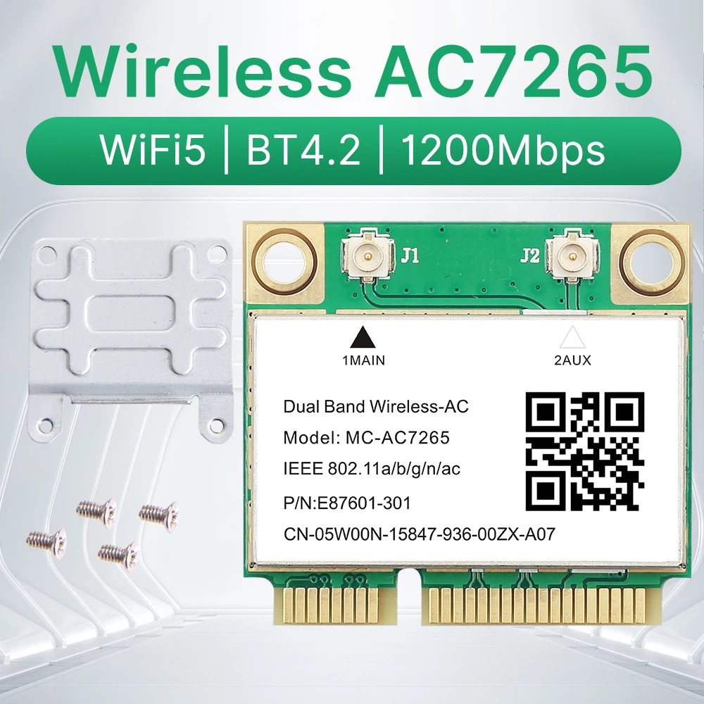 Wifi 5 AC7265 1200 Mbit/s BT4.2 802.11ac WLAN-Karte Wireless Mini PCI-E Netzwerkadapter 7265 Dual Band 2,4 GHz5 GHz Laptop Image