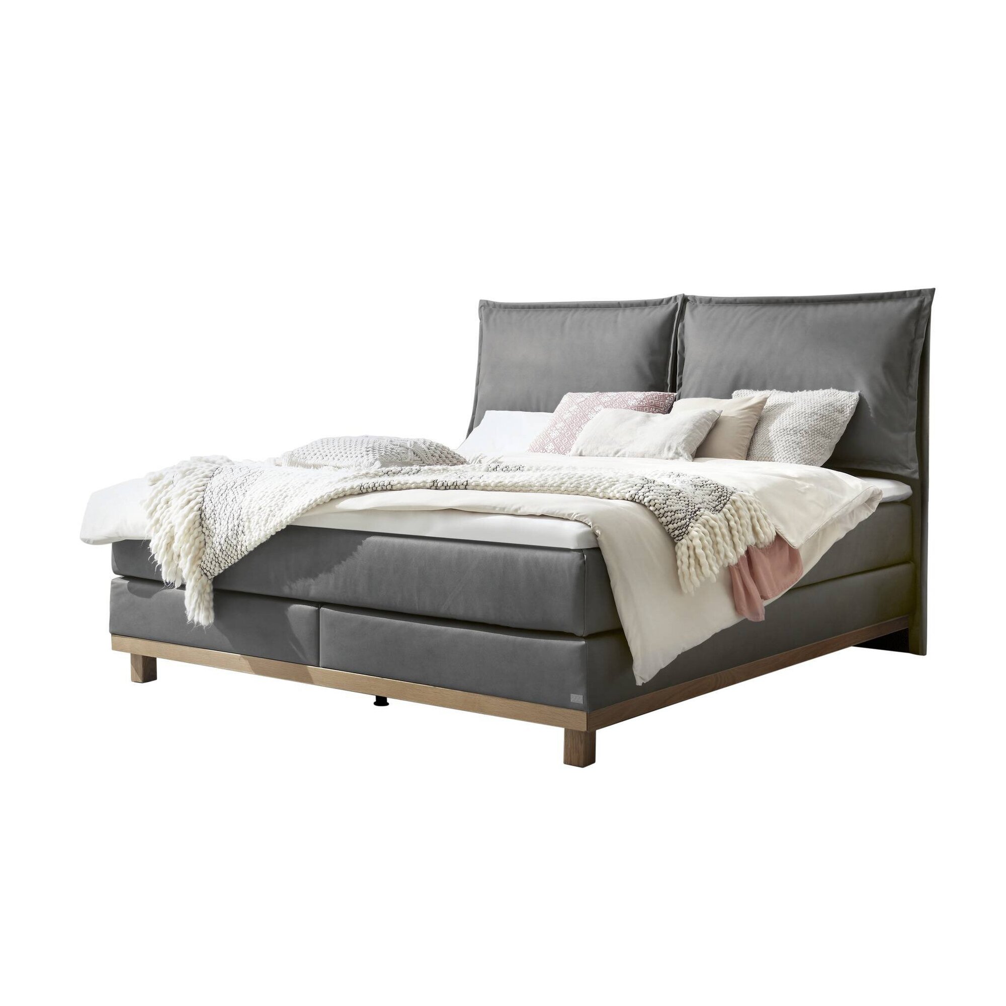 Hasena »Zamora« Boxspringbett 160x200 cm / Pace grey / Bezug Matratze/Box nicht abnehmbar, Bezug Topper abnehmbar / Elegance-Top / Bezug Image