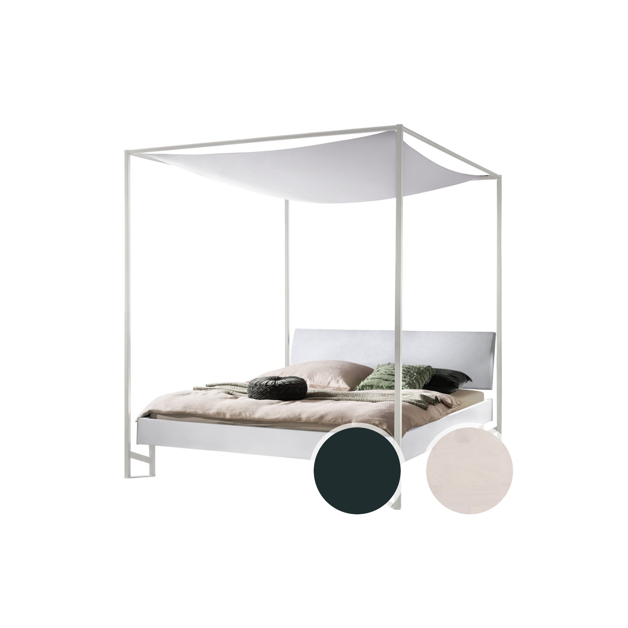 Hasena »Velino« Himmelbett 180x200 cm / Beton Nachbildung / Kul smoke / Anthracit