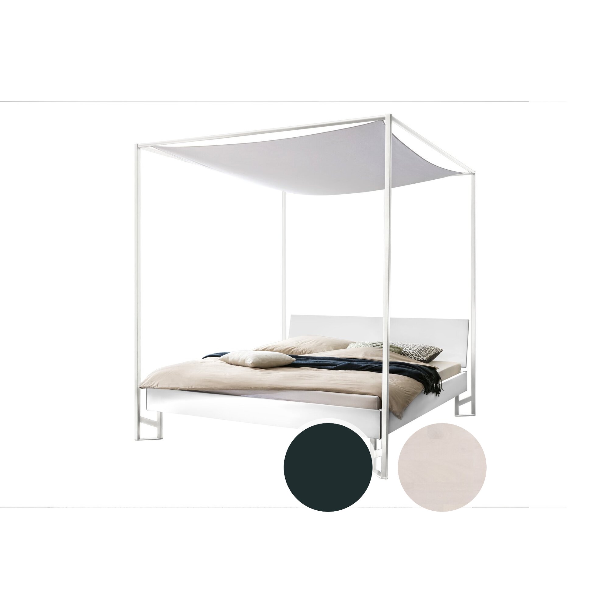 Hasena »Veluna« Himmelbett 140x200 cm / Beton Nachbildung / Anthracit