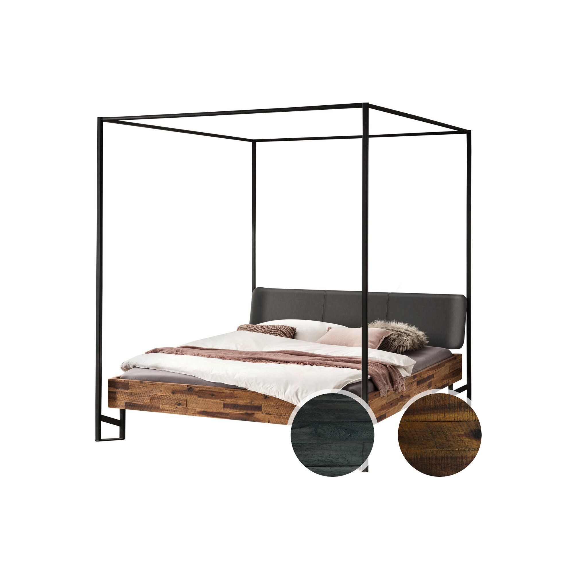 Hasena »Bovena« Himmelbett 160x200 cm / Akazie Vintage grey, lackiert