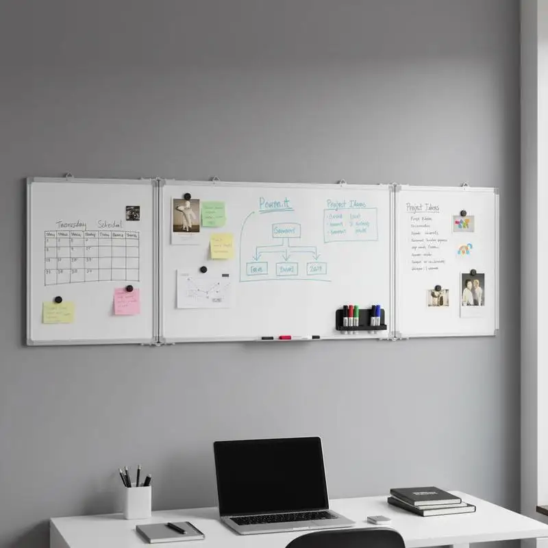 Modernes faltbares magnetisches Whiteboard mit Aluminiumrahmen, 160x50 cm, multifunktionales Wand-Schreibtafel für Büro, Zuhause und Studium, Wand-Schreibtafel, Bürobedarf, Schulzubehör, Image