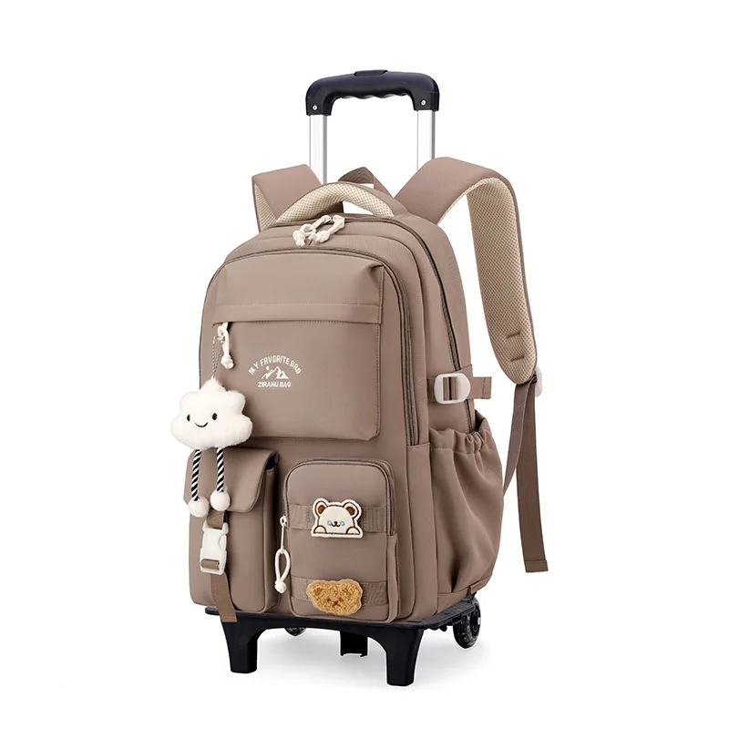 Sac à dos d'école pour enfants avec roues sac à dos roulant pour filles étudiant sac à dos à roulettes chariot sac d'école chariot de voyage bagages