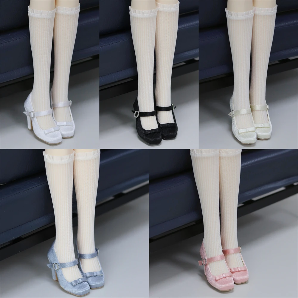 BJD Puppenschuhe 1/3 DD/SDGR Elegante Schleife Karree Einfaches echtes Fleckspielzeug Schwarz Blau Rosa Einzelschnalle High Heel Puppenzubehör