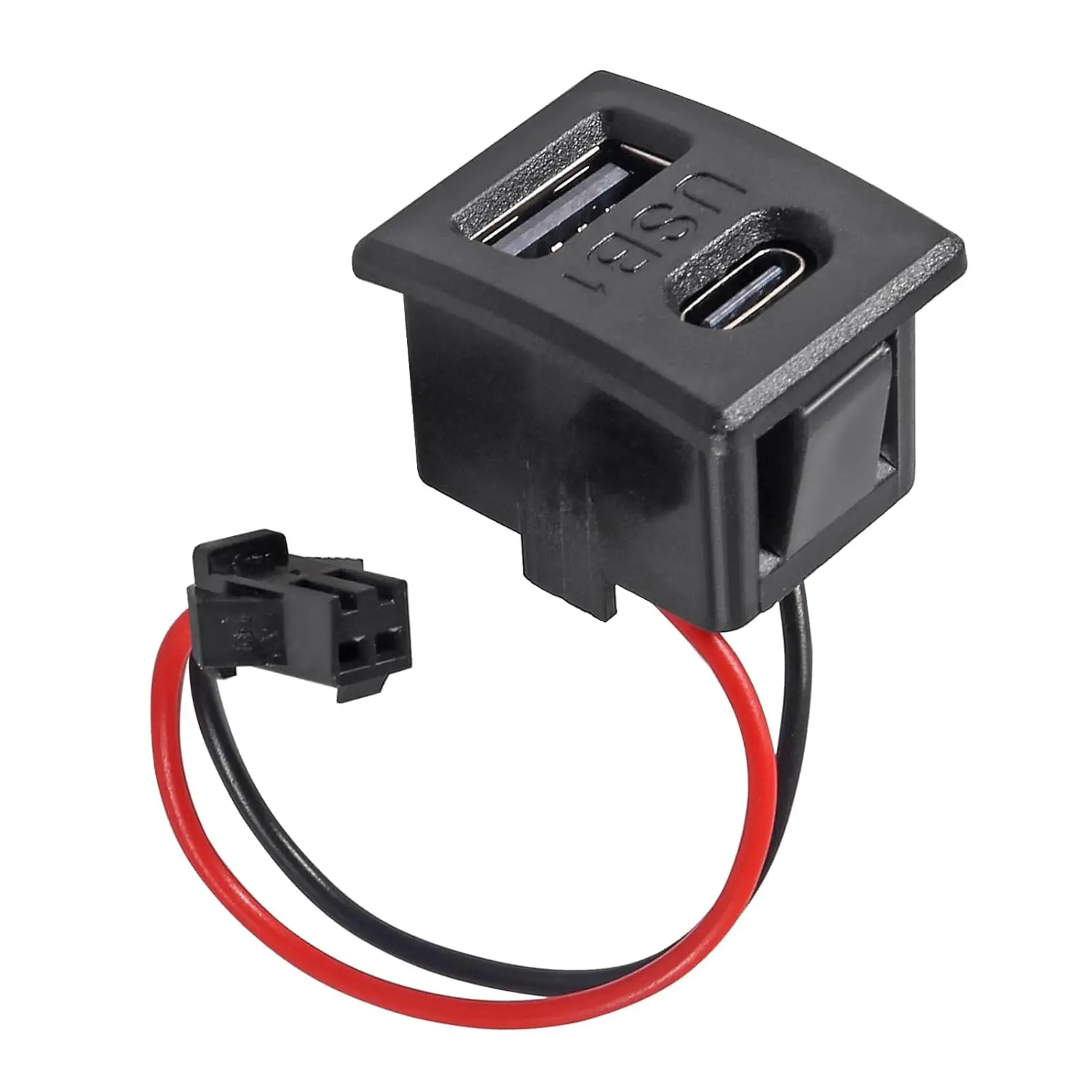 Schwarze doppelschichtige USB-Buchse, Typ-C-Buchse, Buchse, USB-Lampe, Ladebuchse, Steckdose mit Kabelanschluss, USB Typ C Image