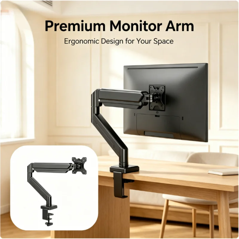 Ergonomische Vollbewegliche Einzelmonitor-Tischhalterung VESA Kabelmanagement Höhenverstellbar für 32 Zoll 19,8 lbs Bildschirm Image