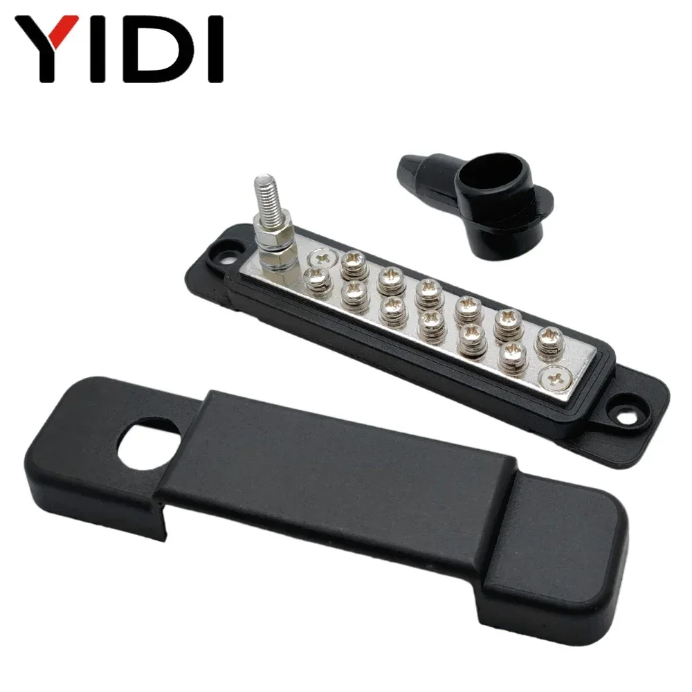 Sammelschiene, elektrischer Batterie-Stromverteilerblock, Schraubklemmenbolzen, M6-Sammelschiene, DC 48 V, 12 P, Drahtverbinder, Rot + Schwarz, Auto, Boot