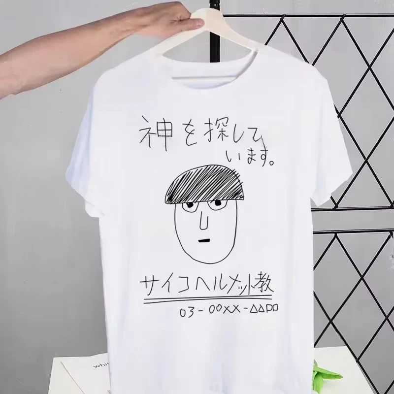 Neues Modell Komfortables Mob 100 Shigeo Kageyama T-Shirt Retro Washed Tops Tees Harajuku One Anime Manga T-Shirt Streetwear Hip Hop