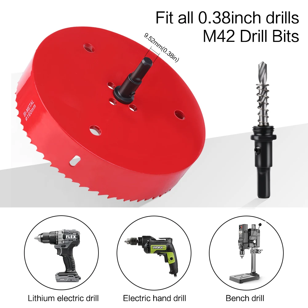 15-200mm M42 Bi-Metall Lochsägen-Set Bohrer für Holz, Metall, Aluminium, Gipskartonplatten, Rohrlochbohrer, Arbeitswerkzeug Image