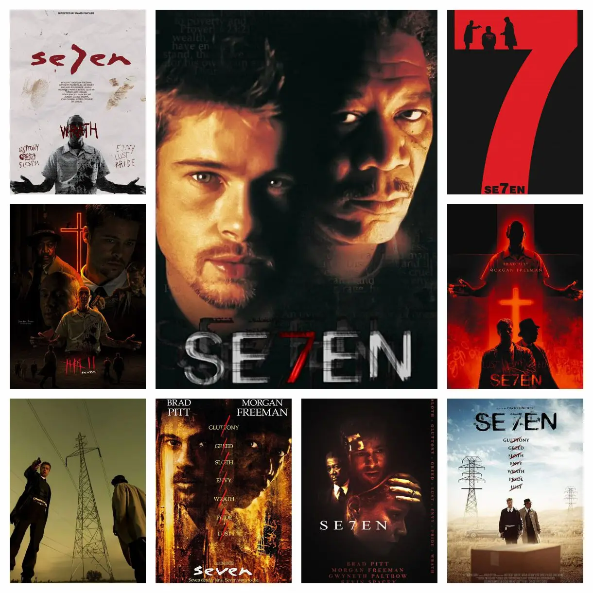 Klassischer Suspense- und Thriller-Film „Se7en“ 5D-Diamantgemälde zum Selbermachen, rund, für Zuhause, Wohnzimmer, Schlafzimmer, Bar, ästhetische Dekoration Image