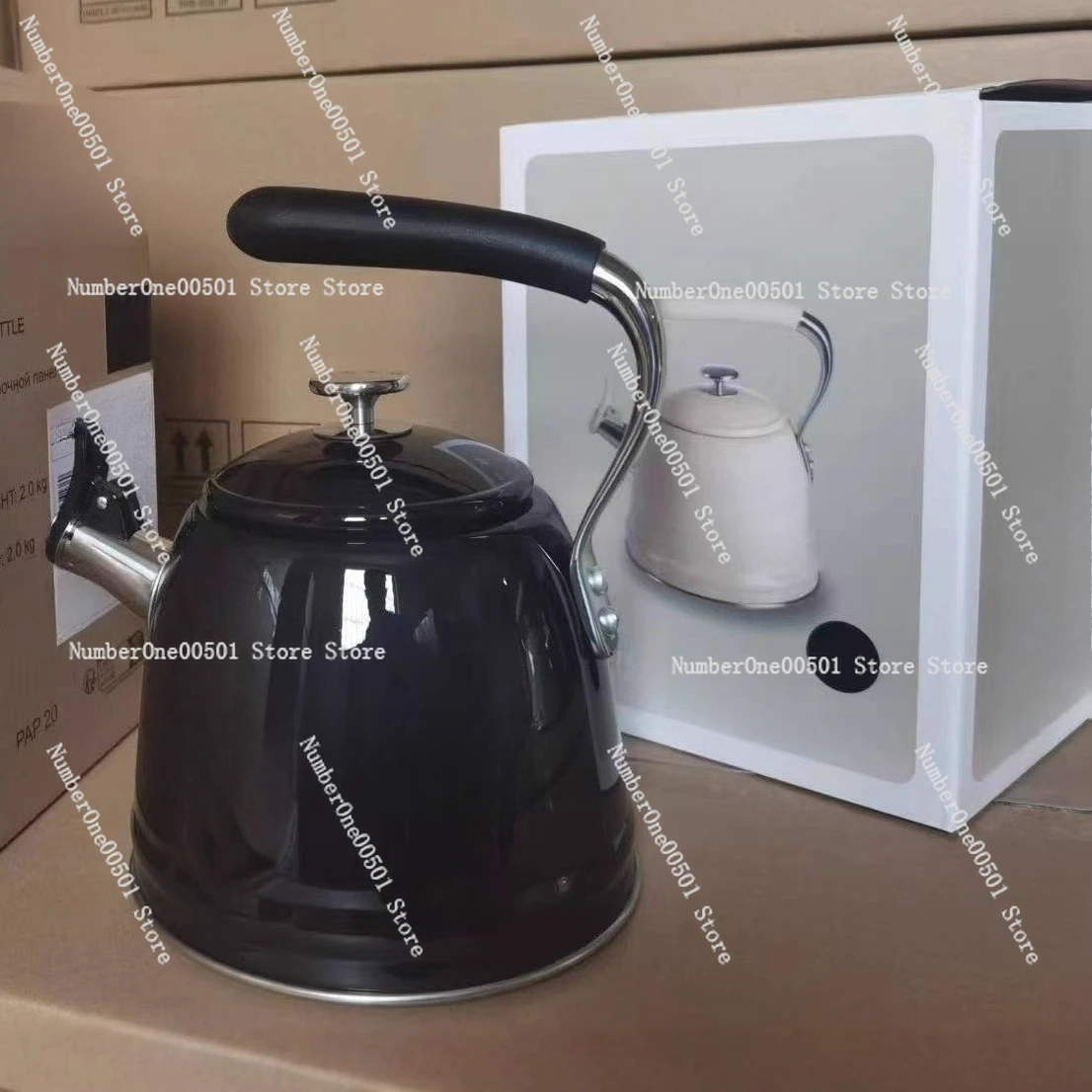 2,3L Retro 304 Edelstahl Großvolumiger Wasserkocher für Zuhause und Outdoor Tragbar Image