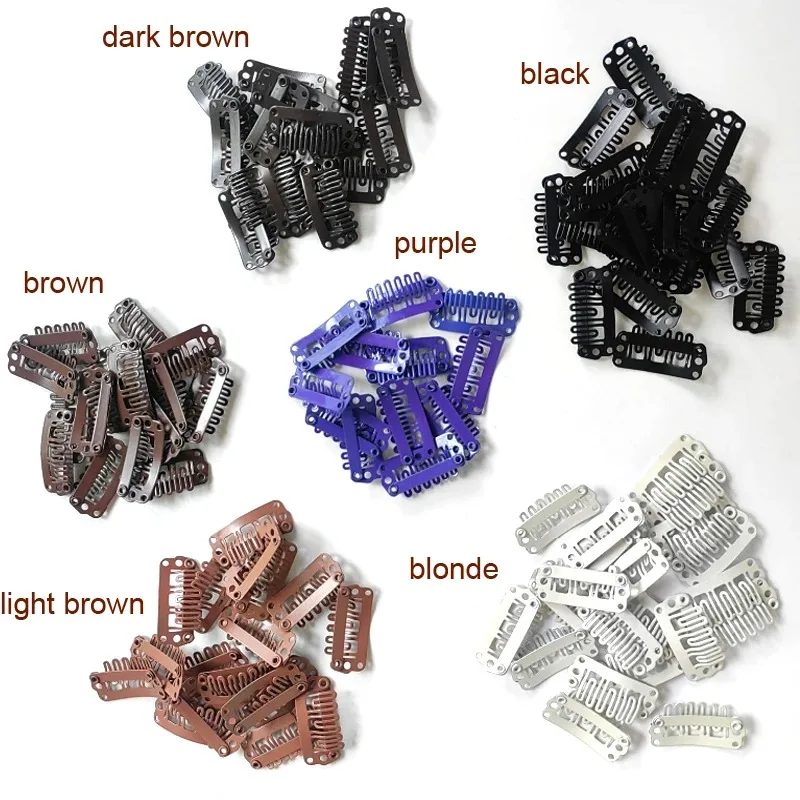 50 Stück U-förmige 2,3 cm Perückenclips für Echthaarverlängerungen/Webverlängerungen, mittelgroß, professionelles Salonzubehör, Schwarz, Braun, Beige Image