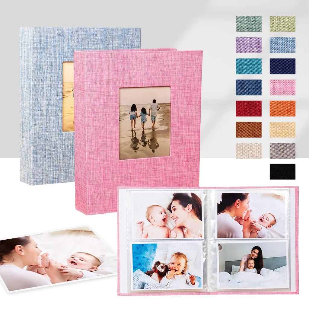 Fotoalbum mit Leinen-Einband und Sichtfenster, Fasst 104 Stück 6-Zoll-Fotos, Perfekt für Kinderaufzeichnungen und Erinnerungen Image