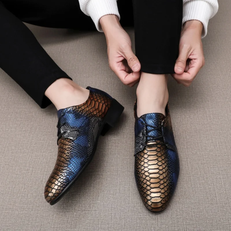Herren Derby-Schuhe aus PU, mehrfarbig, grober Absatz, trendige Business-Casual-Herrenschuhe, Größe 40–50