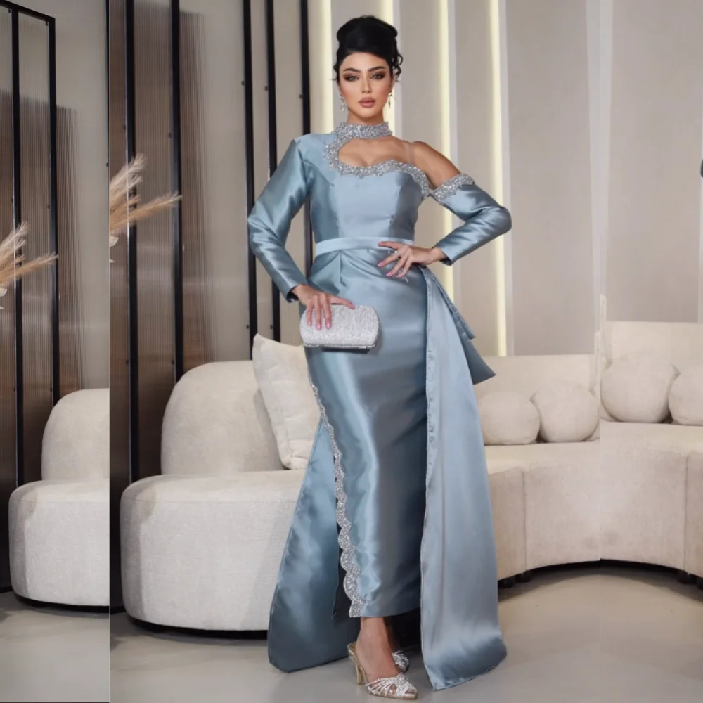 Customized Charmeuse Sequined Straight Off-the-shoulder Midi DressesBespoke Occasion Formal Evening Classic Elegant