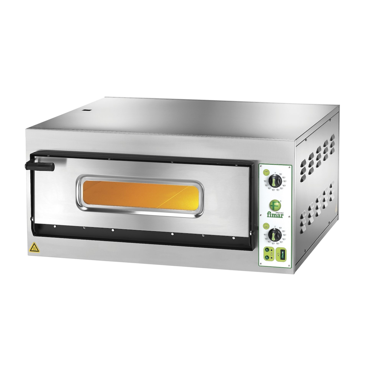 Professioneller elektrischer Pizzaofen FIMAR Modell FES6. Manuell. Garkammer mit feuerfestem Deckel und Innenbeleuchtung. Kapazität 6 Pizzen Image