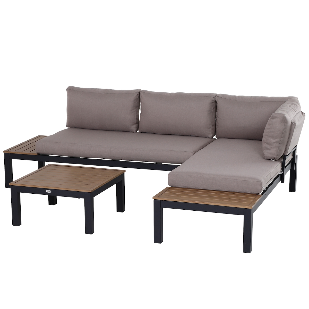 MODFU 3-teiliges Garten-Loungeset aus Aluminium in Grau, mit 2-Sitzer, Chaise Lounge und Beistelltisch Image