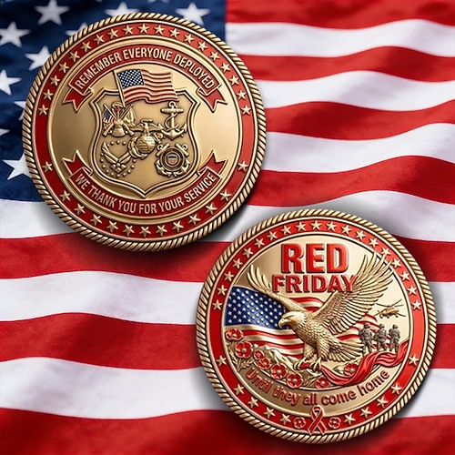 Gedenkmünze zum „Red Friday", Münze zur Würdigung der Streitkräfte, Gedenkmünze für alle im Einsatz befindlichen Soldaten, Sammlermünze zur Unterstützung von Veteranen, Geschenk mit patriotischem Image