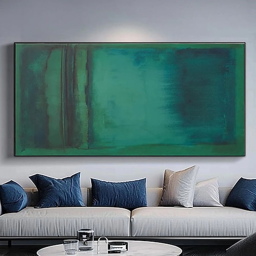 Großes, handgemaltes Ölgemälde, grünes abstraktes Leinwandbild, Wabi-Sabi-Wandkunst, Ölgemälde auf Leinwand, moderne zeitgenössische Kunst, minimalistisches Gemälde für das Wohnzimmer Image