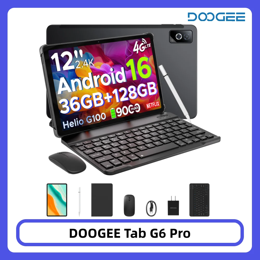 DOOGEE Tab G6 Pro 2-in-1 Tablet-PC Android 16 36GB 128GB Gemini AI 12 Zoll 2,4K 9000mAh Akku Helio G100 4G LTE Tablet-Tablet Image