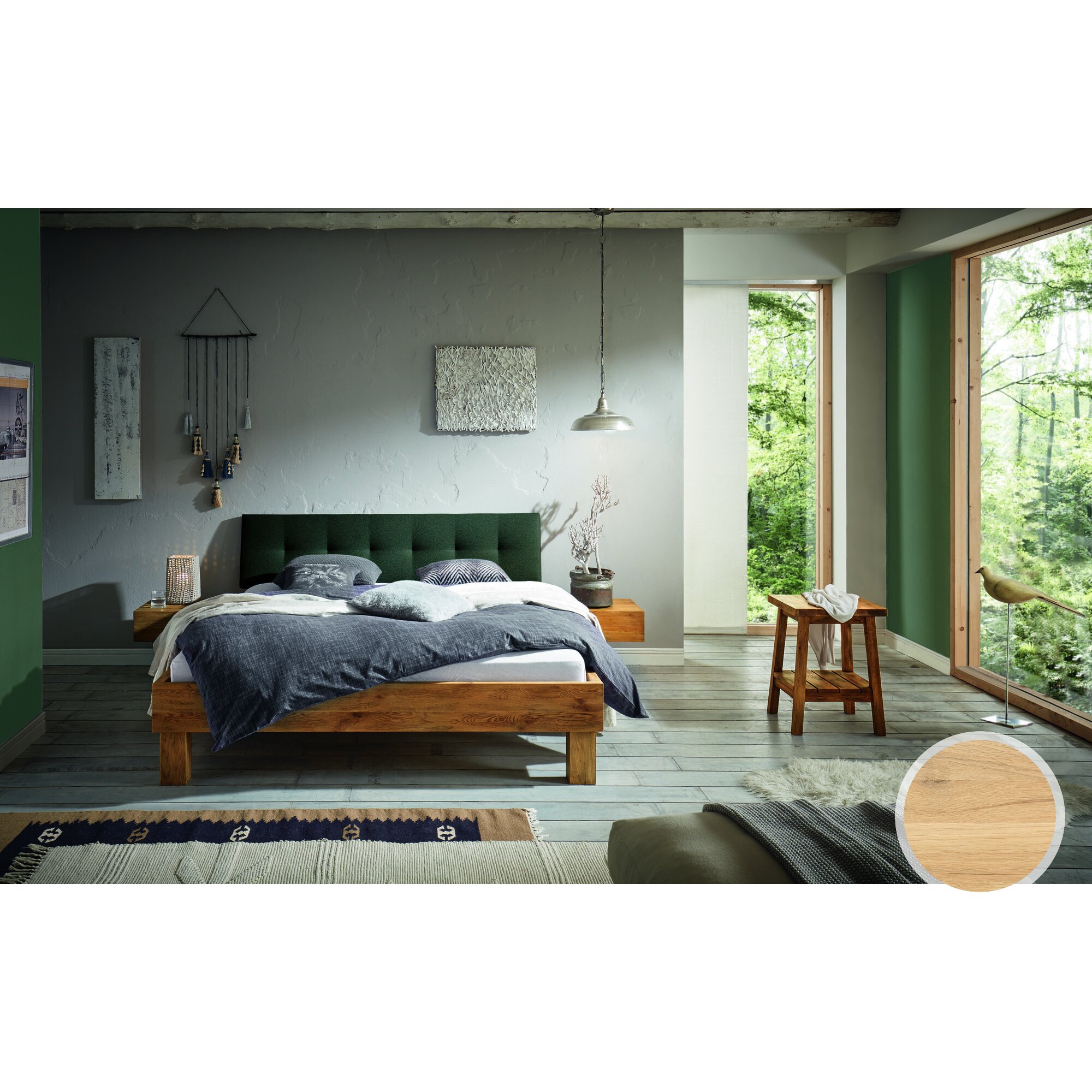 Hasena »Cadro 18« Bettrahmen Massivholz 90x190 cm / Wildeiche pure, gebürstet, geölt / Oak-Wild Image