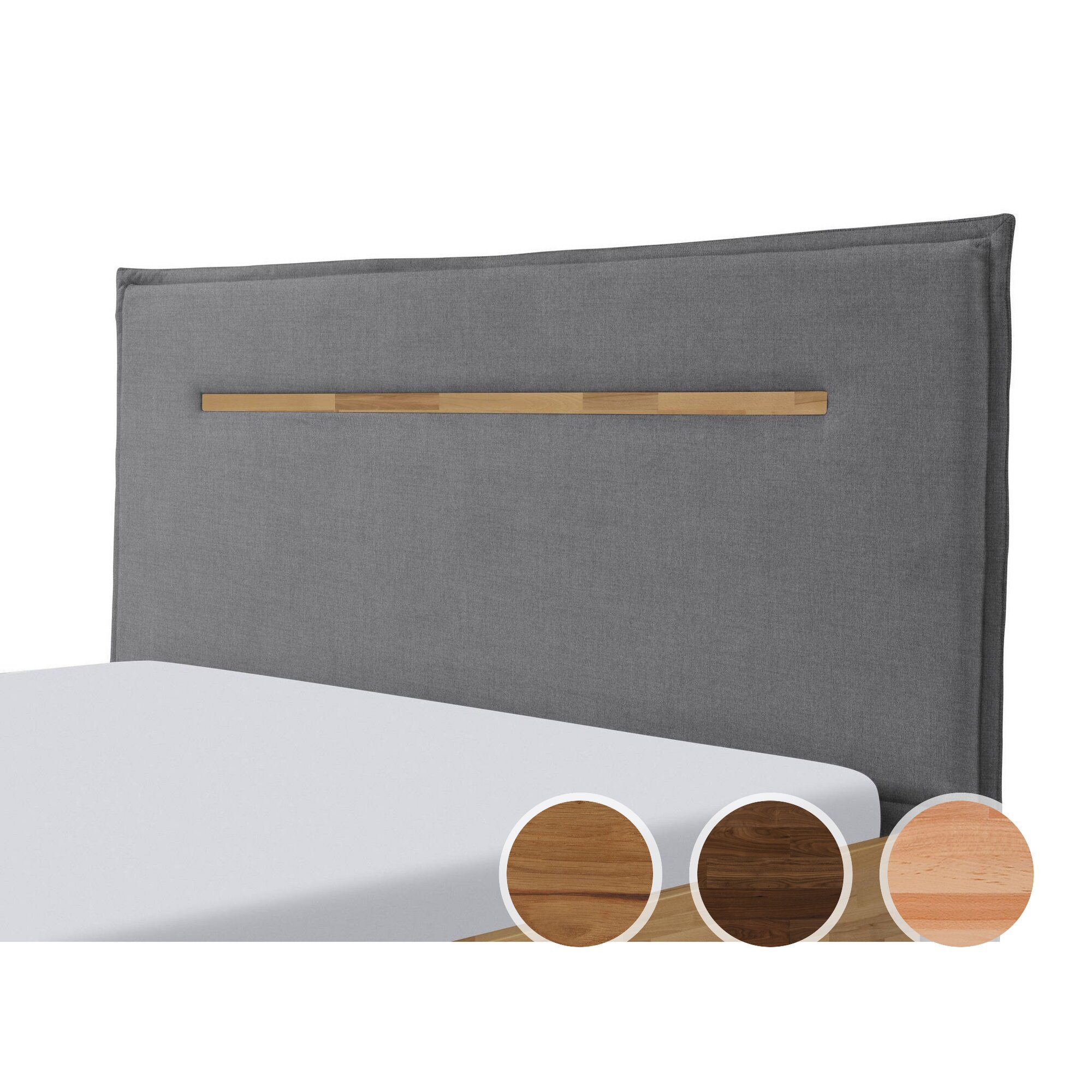 Hasena »Cloe« Kopfteil gepolstert 160 cm / Nussbaum, geölt / Alpina navy Image