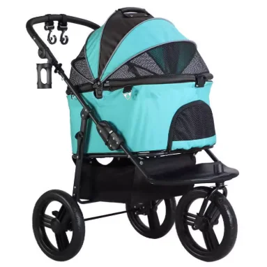 JXB Hochwertiger, atmungsaktiver, faltbarer, abnehmbarer 3-Rad-Hunde- und Katzenbuggy für kleine und mittelgroße Hunde und Katzen Image