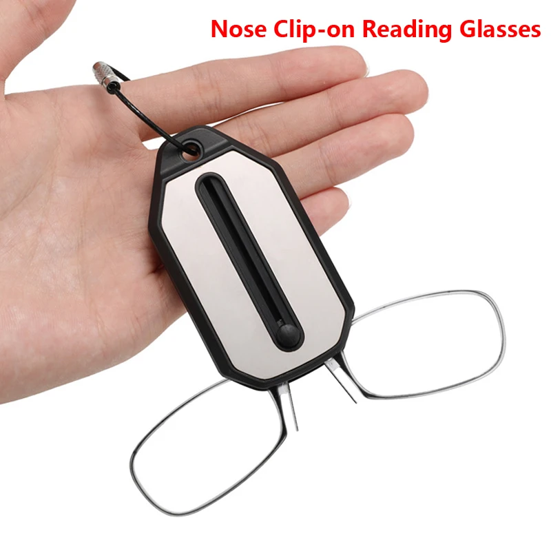 Nase Clip-on Lesebrille Falten Beinlose Ultraleicht Schlüsselbund Brille Männer Frauen Mini Tragbare Presbyopie Brille +1,0 Bis +4,0 Image