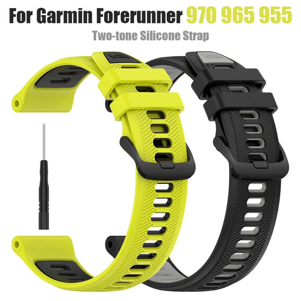 Zweifarbiger Silikon-Uhrenarmband für Garmin Forerunner 970 965 955 945 935 745 Uhr Smartwatch Ersatz-Uhrenarmbänder Zubehör Image
