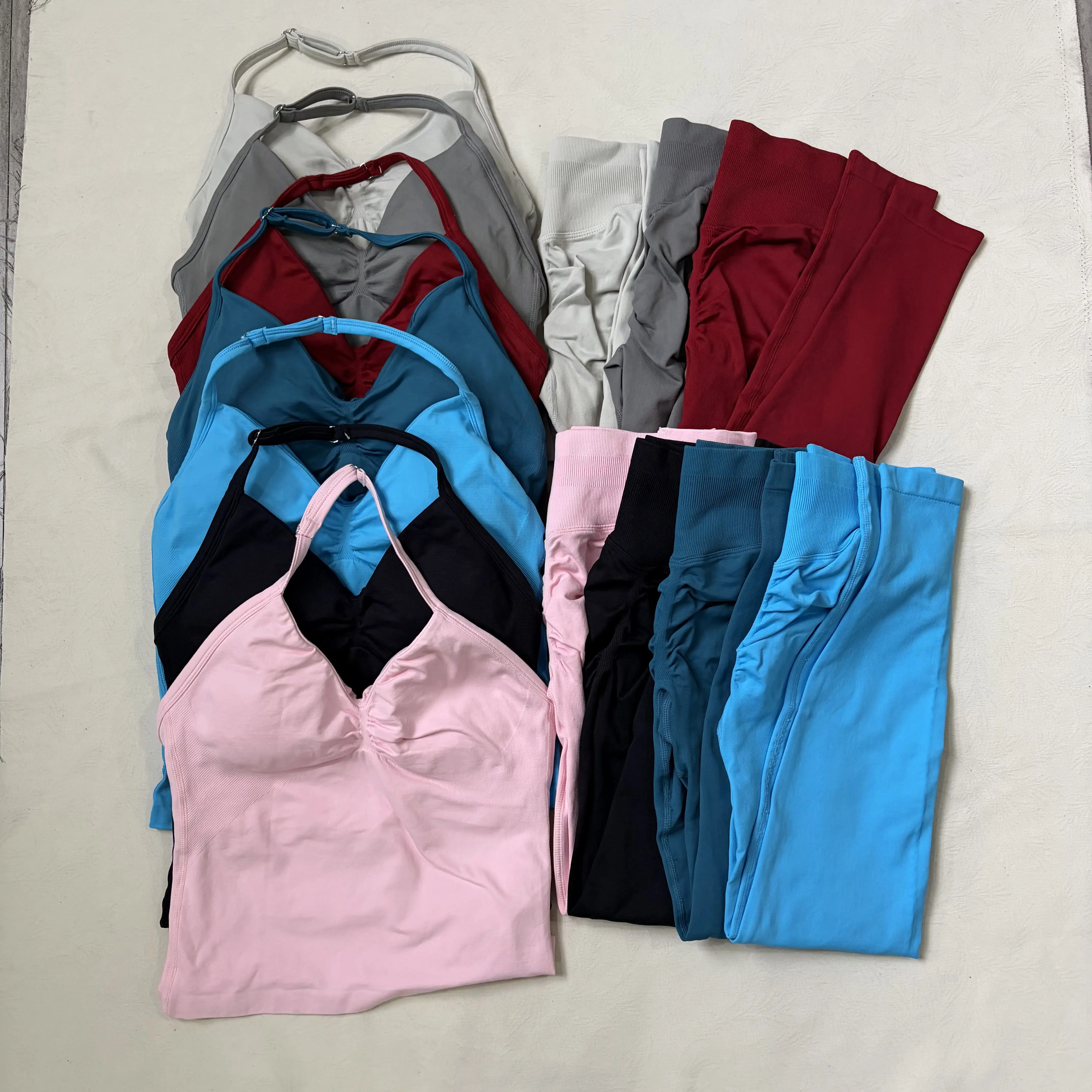 Ensemble de yoga 2 pièces pour femme, vêtements de sport avec logo, tenue de sport pour la salle de sport, haut et leggings pour l'entraînement et les vêtements de gym