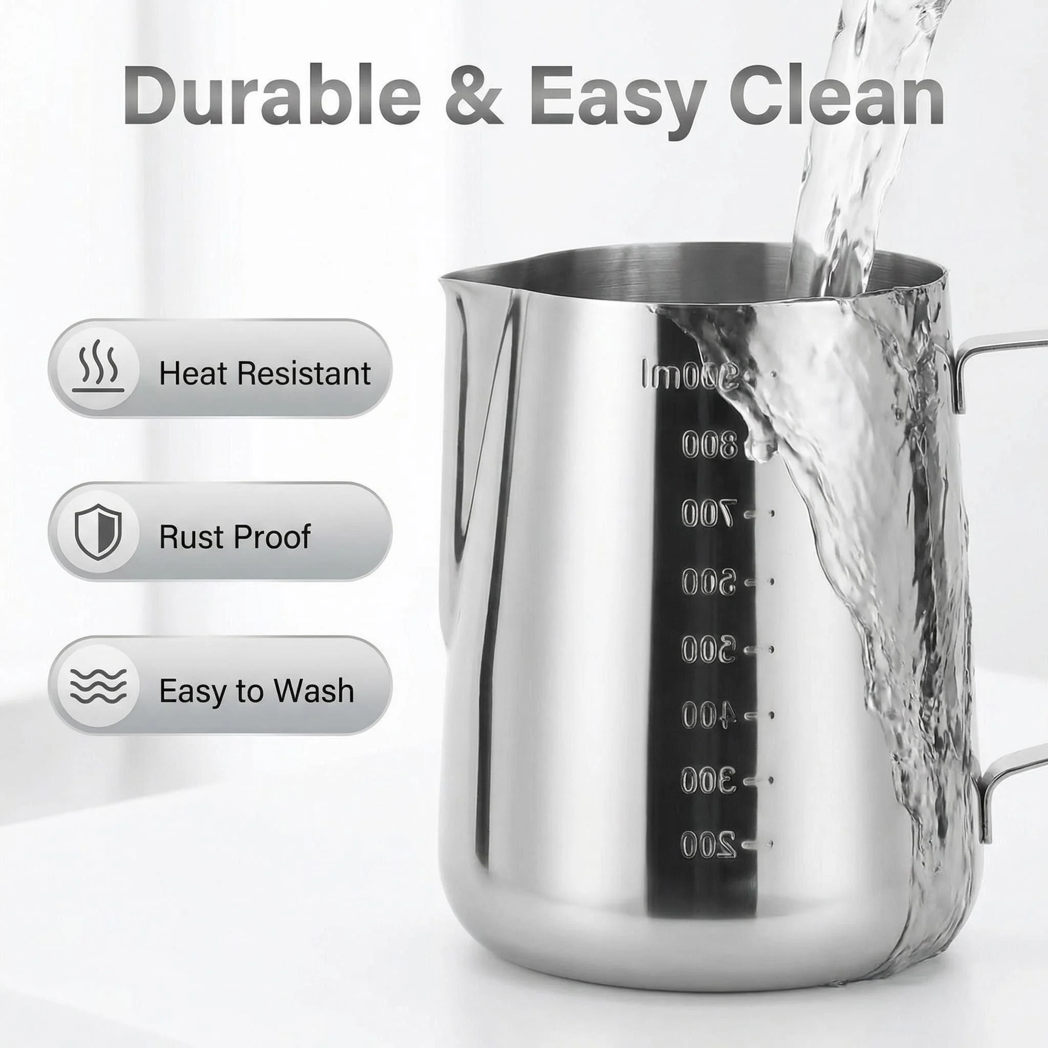Professioneller Edelstahl-Wachsmessbecher 900ml mit Innen- und Außenskala sowie Anti-Tropf-Ausgießer für Kerzen, Seife und DIY-Bastelarbeiten Image