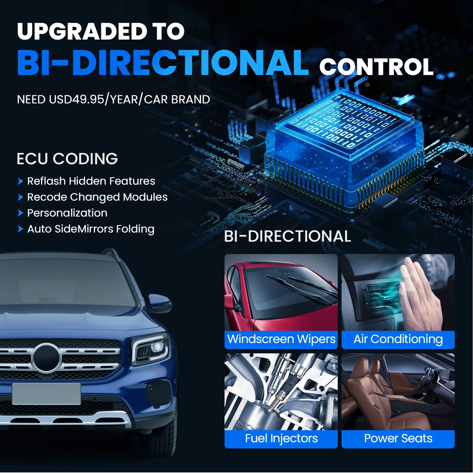 MUCAR VO6 Professionelles Auto-Diagnosegerät Vollsystem 28 Resets Öl DPF BREMSE ETS Lebenslange Kostenlose Updates Auto VIN OBD2 Scanner Image